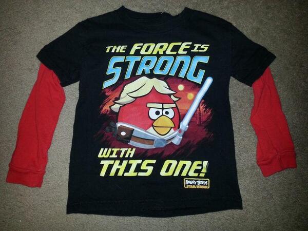 StarWarsCollec's tweet photo. Angry Birds Star Wars Luke Skywalker Black Red Long Sleeve T-Shirt Youth Medium http://t.co/6oJHmLvUWS