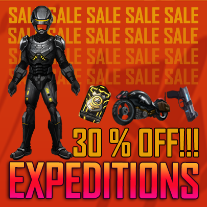 LoTSMobile's tweet photo. Happy Friday!! Expeditions are 30% off!!!! Take advantage of this offer and get your CyberCop's gear set for a steal! http://t.co/VKKjJBECq1
