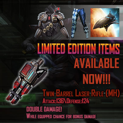 LoTSMobile's tweet photo. New Limited Edition Items are available!! The Twin Barrel Laser Rifle does double damage double trouble!!!!!!!! http://t.co/NBZrf3k2iE