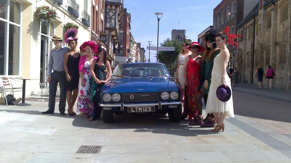HatFestival's tweet photo. Classic cars and models on Southgate street. Come and celebrate the Gloucester hat festival at Blackfriars priory http://t.co/CT15R7gzSY