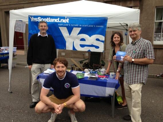 mikeweirsnp's tweet photo. Yes stall gets ready for business with Nigel Don MSP and Cllr Mairi Evans http://t.co/zGIMLmJ9mJ