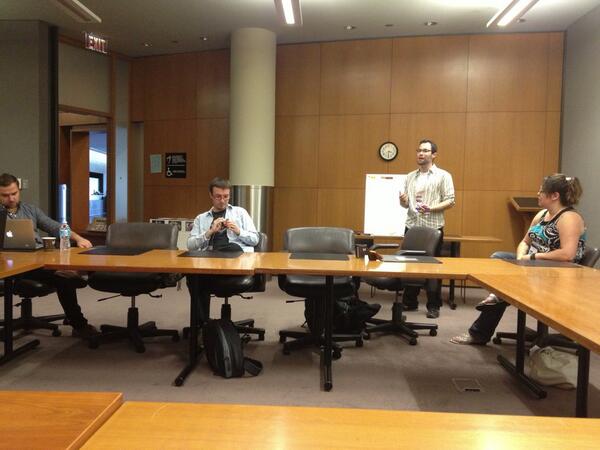 thatcampimmerse's tweet photo. .@AdamCilevitz starts off a talk session on designing ethics in games. #THATCamp http://t.co/YB4AT75yPb