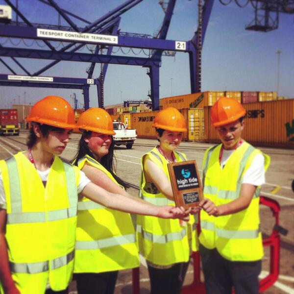 ConshipsUK's tweet photo. @BBCTees @EveningGazette @GaryandLisaReal @hightidetees High Tide students boarding Containerships VIII from Teespor http://t.co/lCnekz6cCJ