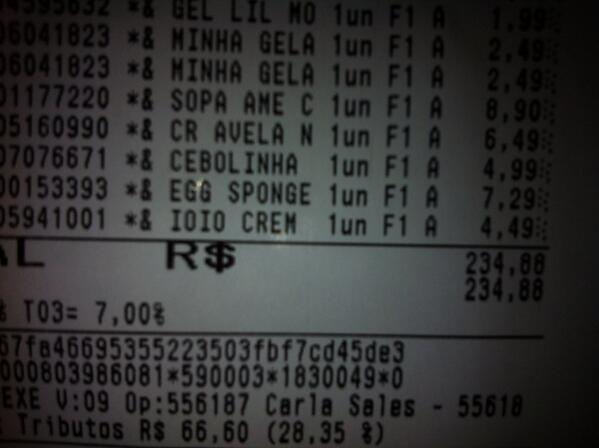 TATIDESIDERA's tweet photo. Minha compra de comida no mercado: mais de 28% de imposto.. De doer! http://t.co/nNyCc3TB4h