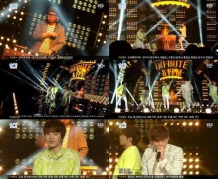 mangwon_visual's tweet photo. [기사] '인기가요' 인피니트, F.P.M과 화려한 합동무대 선사  http://t.co/mRGBr7QRtI http://t.co/xci2FZR5XS