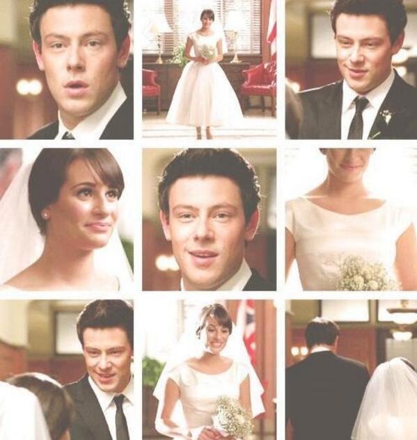 KimKardashian6's tweet photo. Even though it was for glee, at least Cory saw Lea in a wedding gown before he left. #RipCoryMonteith http://t.co/VoXEu3QHN5