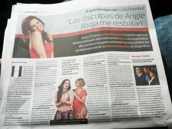 luciaoxenford's tweet photo. Lean la entrevista que me hizo el Comercio, sección Luces (domingo 14) http://t.co/pDuNslSMFv