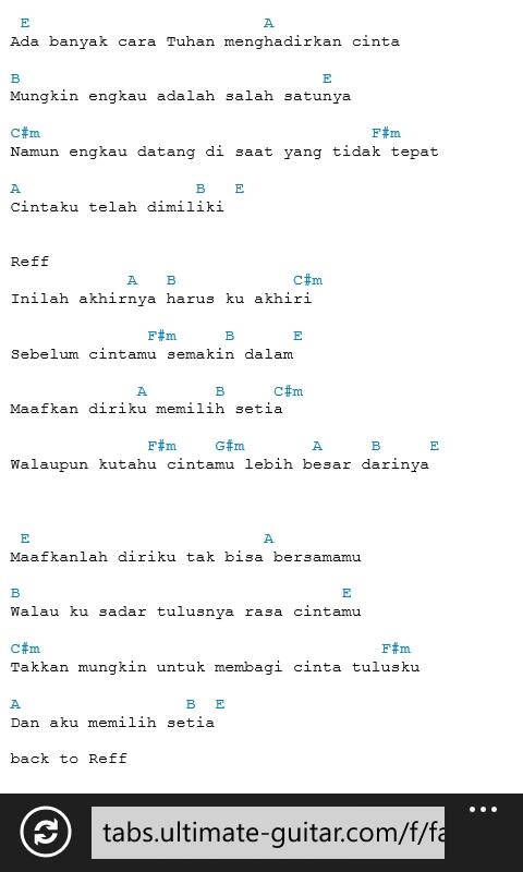 Chord Fatin Aku Memilih Setia - Chord Lagu Blog