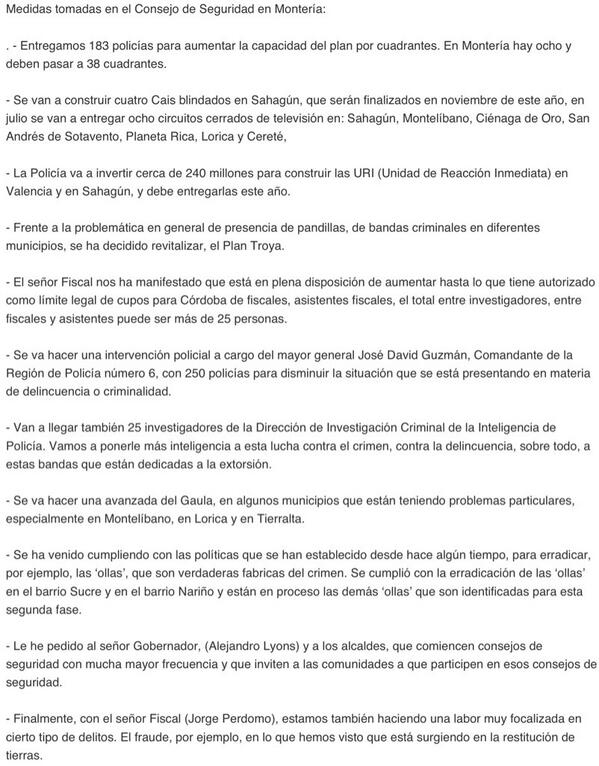 ElCordobescomco's tweet photo. Estas son las medidas que se adoptarán en Córdoba para mejorar la seguridad luego de ola de asesinatos. [Foto]. http://t.co/gnFDCOkMR0