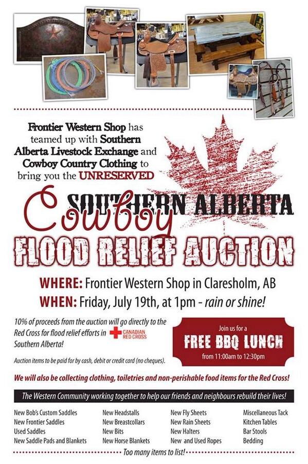 FrontierWestern's tweet photo. RT our #auction poster for #ABflood relief &amp; you'll be entered in our draw for a FREE pair of @Tinhaul boots! http://t.co/3P2fP2xm3a
