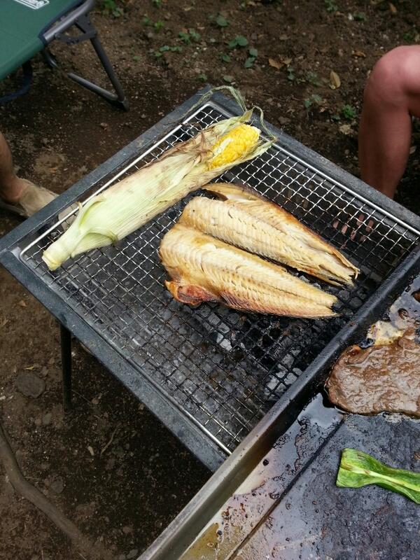 yumitein's tweet photo. お兄ちゃんの庭でBBQ↑wホッケ美味しく焼けてる！ http://t.co/s5IiNtfeAM