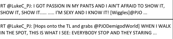 PJODemigodWorld's tweet photo. Can't stop laughing.. @LukeC_PJ http://t.co/h4lqK40PkY