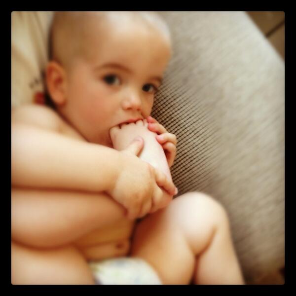 TysonNeff's tweet photo. My cousin is eating his foot http://t.co/Ko6pxPIYFA