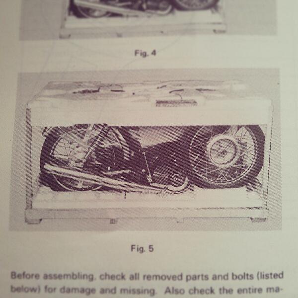 Figure 5. This is my motorcycle in a wooden crate. #yamaha #rd200 #assemblymanual