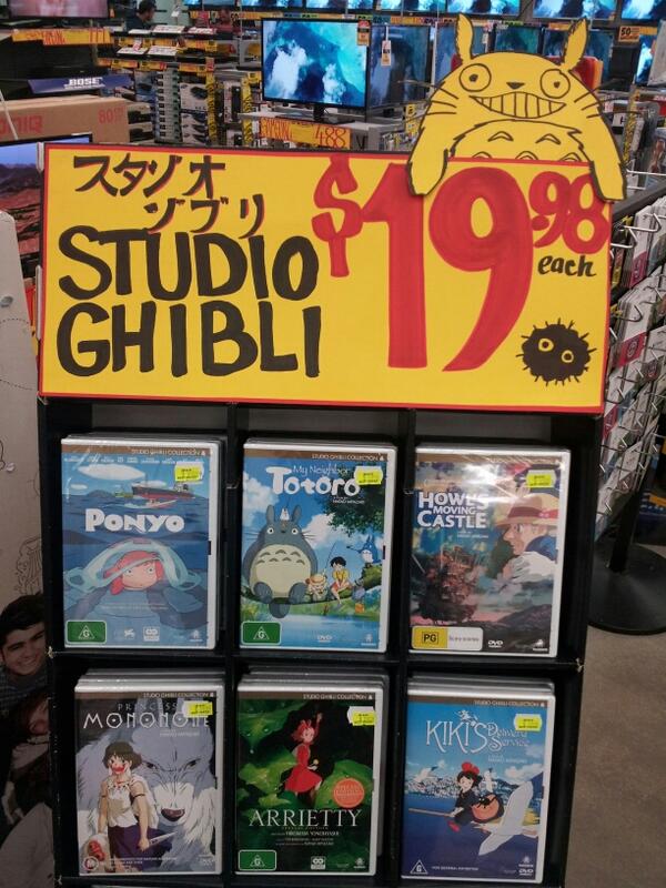 JBTownsville's tweet photo. #studioghibli DVDs $19.98 #PONYO #TOTORO #PRINCESSMONONOKE #HOWLSMOVINGCASTLE  #ARRIETTY  or on bluray  for $24.98!!! http://t.co/DBxkp7RmoC