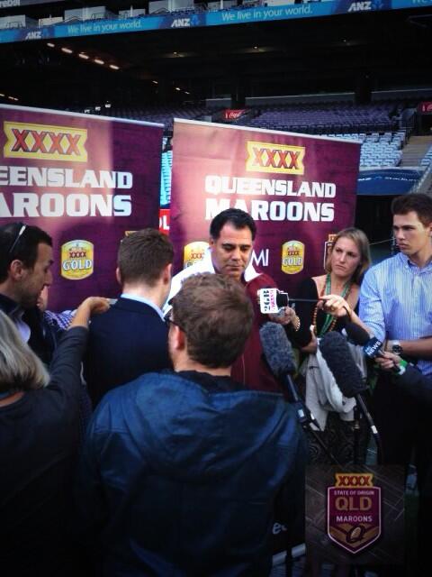 The final word from Coach Mal before the Maroon's Captains Run at @ANZStadium #QLDER #Origin