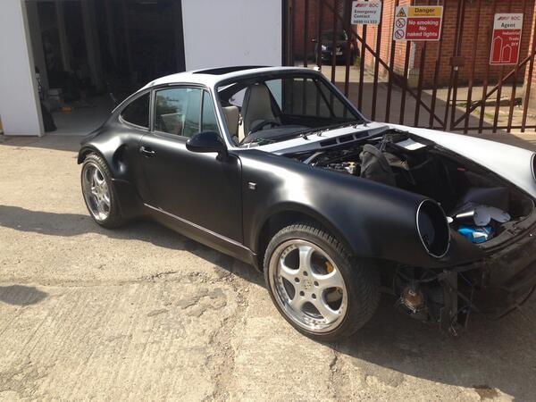 Xtreme_Wraps's tweet photo. PROJECT XTREME PORSCHE 911 TURBO CONVERSION.GETTING WRAPPED IN SATIN BLACK.GLOSS BLACK DETAILING.WINDOWS TINTED http://t.co/Uc8jnSEHWB