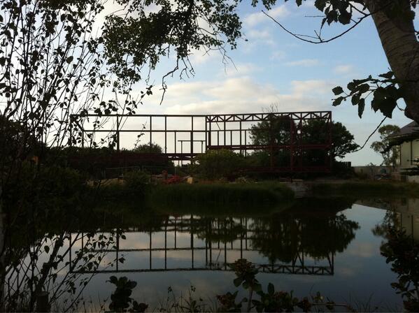 aof_architects's tweet photo. #aof lakehouse steel frame up http://t.co/cfT608h3YV