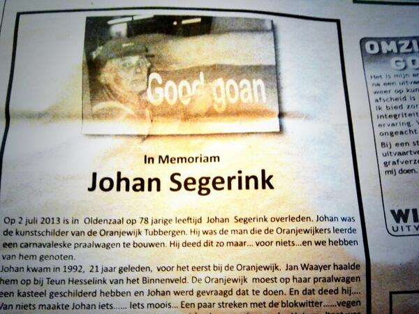 Venfluiters's tweet photo. Prachtig eerbetoon aan Johan Segerink namens de #Oranjewijk in de Op en Rond de Essen! #bijzonder http://t.co/7Eqvk8dpbU
