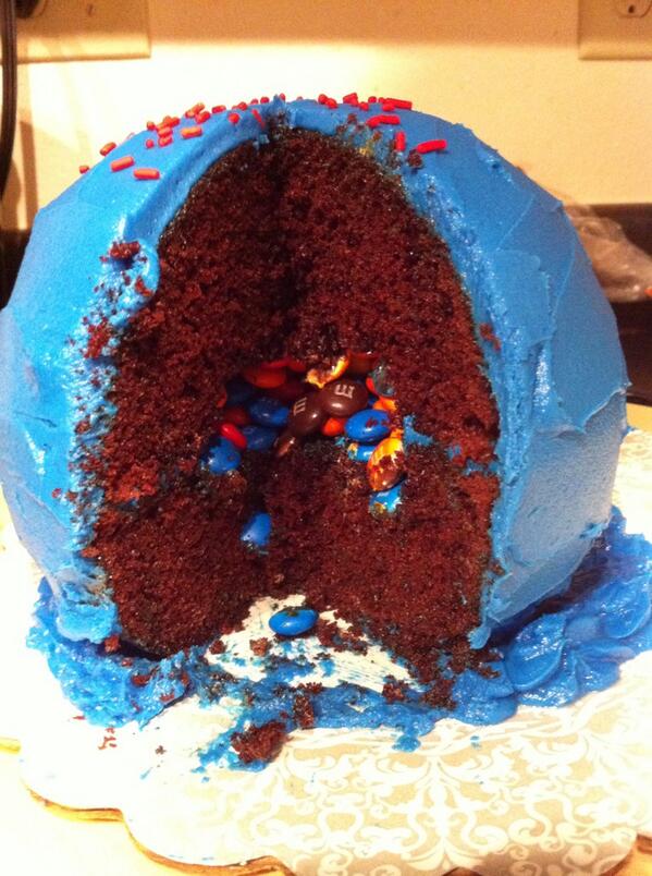 [J] This piñata cake was the perfect last cake before our trip. It vanished so quickly!
