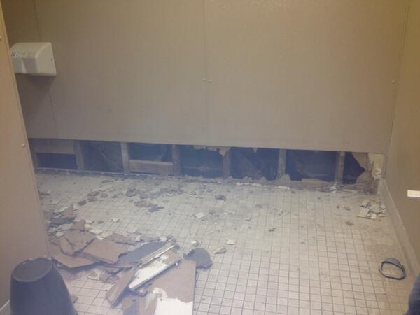 ValleSchool's tweet photo. Progress on middle school construction: Cut out the inside wall so we can water-proof the outside. http://t.co/SA0veo0nEZ