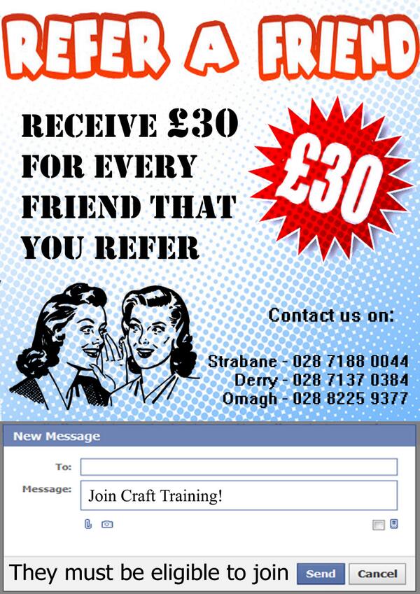 Refer a Friend to CRAFT Training and receive £30 once they have completed 4 weeks of Training! :)