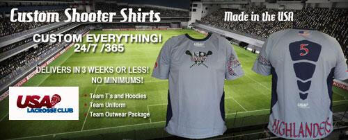 Made in the USA. Custom Pro Lacrosse Shooter Shirts. USA Lacrosse Club!