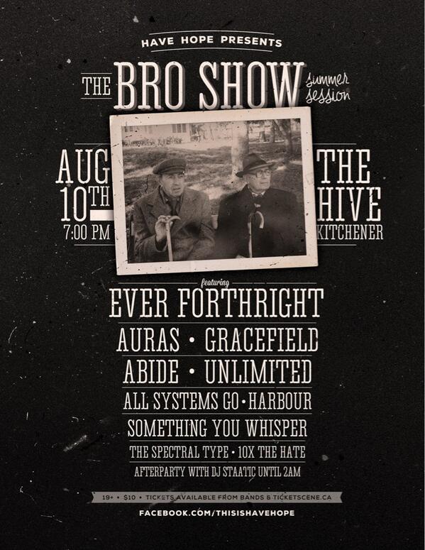 andy_breakdown's tweet photo. Bro show coming up in 3 weeks! 10 band for $10! Do it! @aurasofficial @thisishavehope @Breakdown_Mag http://t.co/fAgjTr2HnK