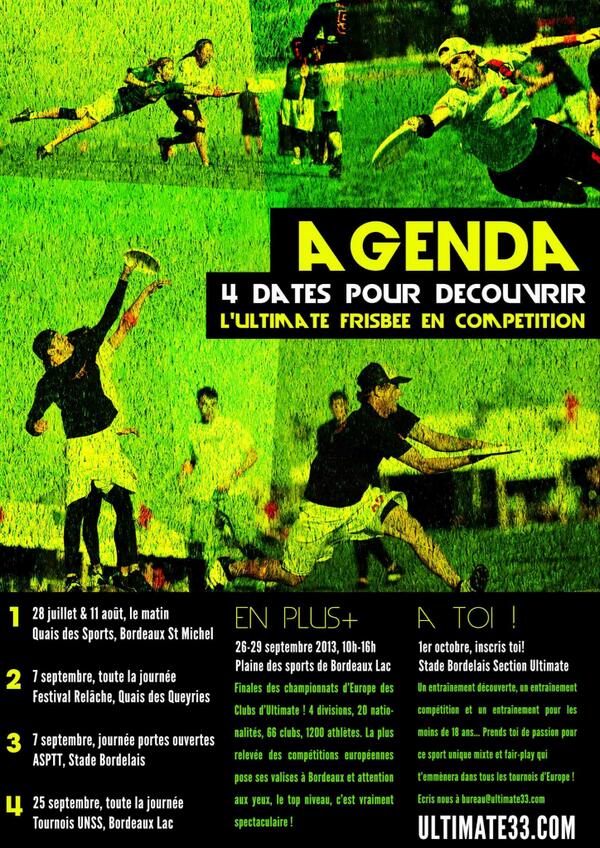 Xeucf2013's tweet photo. “Frisbee cet été! 4 dates au soliel pour venir découvrir notre sport! http://t.co/z13lC1r70y” @33tours inviting the local crowds for Sept!