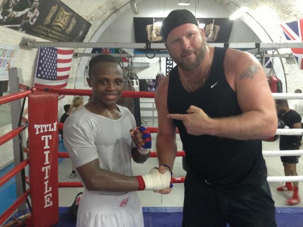IsaacBraveson's tweet photo. @nowhere2hyde, @isaacbraveson another day of hard training with @PaulBoxing 'The War Horse' http://t.co/AAnScY6cQ6
