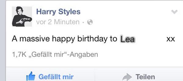OMG GOT A BIRTHDAYWISH BY <a href="/Harry_Styles/">Harry Styles.</a> ... 
NAAT ._.