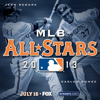 Brewers's tweet photo. RETWEET if you're tuning in tonight at 6:30pm on FOX to watch Segura &amp; @C_Gomez27 in the #ASG http://t.co/NHDI2e7NQu