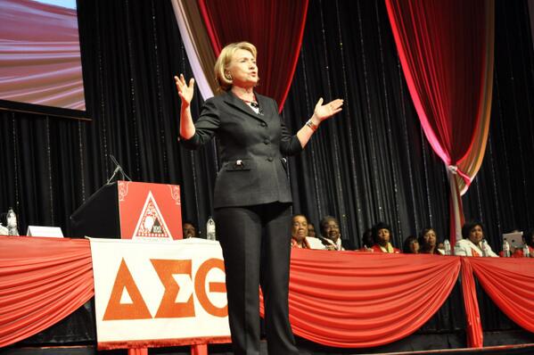 .<a href="/HillaryClinton/">Hillary Clinton</a> : "Delta means change, and this sisterhood serves." #DST100