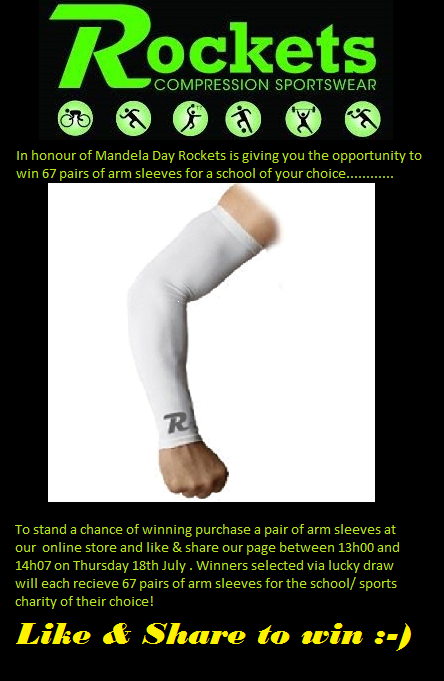 RocketsSA's tweet photo. In honor of #MandelaDay  Rockets gives you the chance to win 67 pairs of arm sleeves for the school of your choice! http://t.co/2vMXhs2Nzp