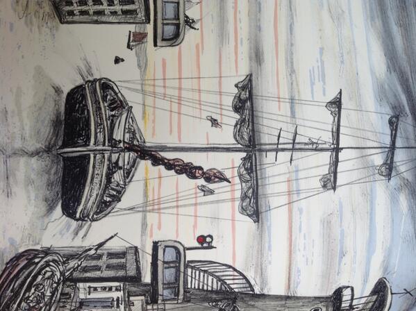ChrisorrRA's tweet photo. Detail from my print View of Delft. On show at the RA Summer Show and in the Marie Curie Auction 7pm 22 July http://t.co/677g2Vklnn