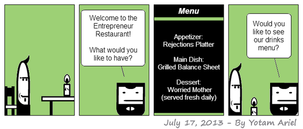 YotamAriel's tweet photo. Startup9 comics: Entrepreneur goes out for dinner ;-) http://t.co/Ma3WhJeIyQ http://t.co/2KpY78304V