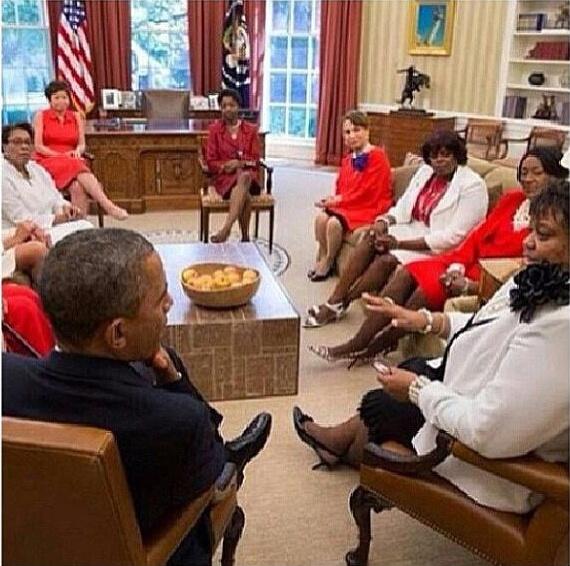 <a href="/BarackObama/">Barack Obama</a> met with <a href="/DSTNatlPrez/">DST Nat'l President</a> and other leaders of <a href="/DSTinc1913/">dstinc1913</a> yesterday. See the first photo! #DST100