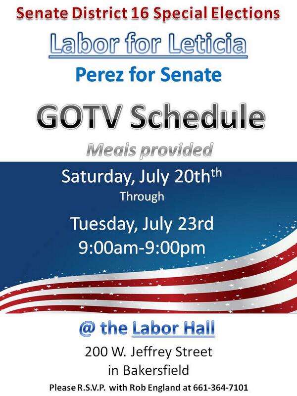 It's the final stretch.  Join Labor this Saturday, Sunday, Monday, and Election Tuesday 9:00 am-9:00 pm and help GOTV