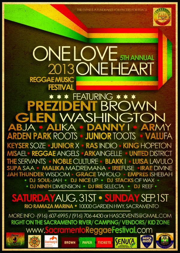 SacReggaeFest's tweet photo. PREZIDENT BROWN added to this year's ONE LOVE ONE HEART Reggae Music Festival's Line up! BRINGING ROOTS TO THE RIVER! http://t.co/hpix7zBRWY