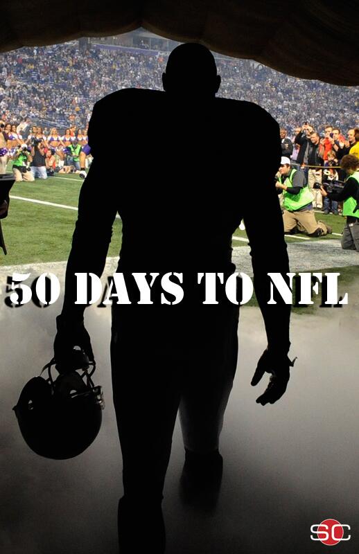 SportsCenter's tweet photo. Only 50 days until the NFL's regular season begins... http://t.co/23cBVTj5Tt