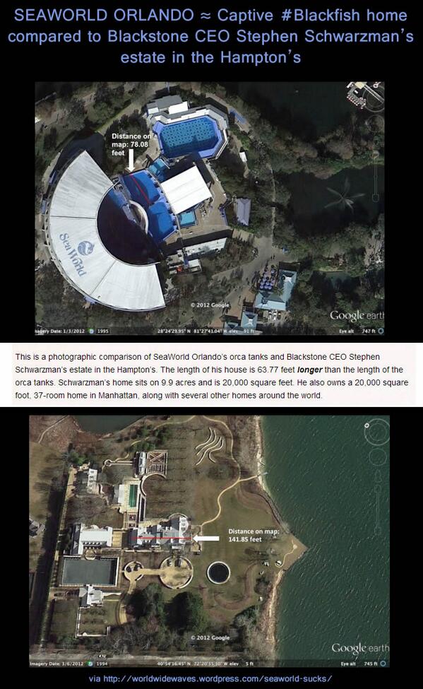 Satellite of #SeaWorld exec estate vs #blackfish pool @ Orlando #SeaCircus shows us what SeaWorld REALLY cares about!