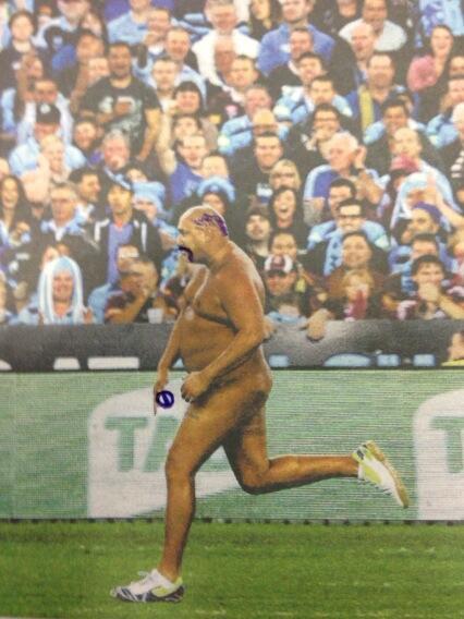mj_slats's tweet photo. The streaker during origin, looks like Big Merv Hughes off the long run!!!! @skybigsports http://t.co/QphbIpPS5V