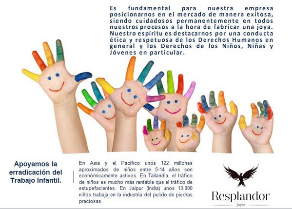 ResplandorJoyas's tweet photo. Sé consciente del origen d lo q consumes, detrás d tu producto pudo haber mas de 1 niño siendo explotado laboralmente http://t.co/WIShy6F0gx
