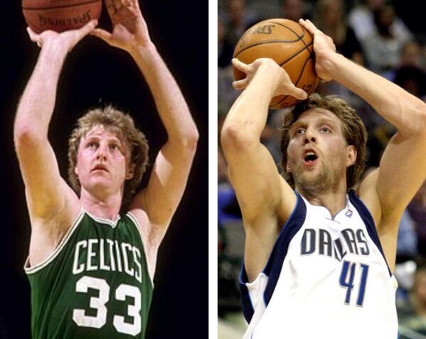SportsMatchups_'s tweet photo. Better shooter:
RT for Larry Bird
Fav for Dirk Nowitzki http://t.co/VEok2x9HGq