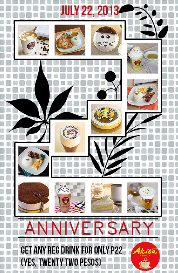 akibacafeph's tweet photo. Join us for our 2nd Anniversary and enjoy a reg.sized drink for only P22 (1drink/customer) only on Monday, 7/22/2013 http://t.co/5TKv7zU04w