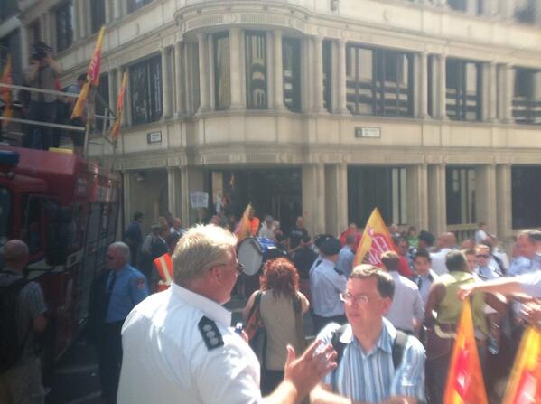 jay_neilson's tweet photo. Waiting for the kick off @LondonFBU march to start with @DrAyshaRaza @GMBLondonRegion http://t.co/UFCjAuRIzf