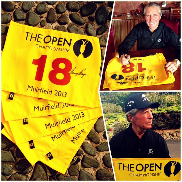 CallawayGolf's tweet photo. RETWEET &amp; FOLLOW for chance to win 1/5 Muirfield flags signed by '59 Open Champion &amp; Callaway ambassador @garyplayer: http://t.co/vheYFMYFlG