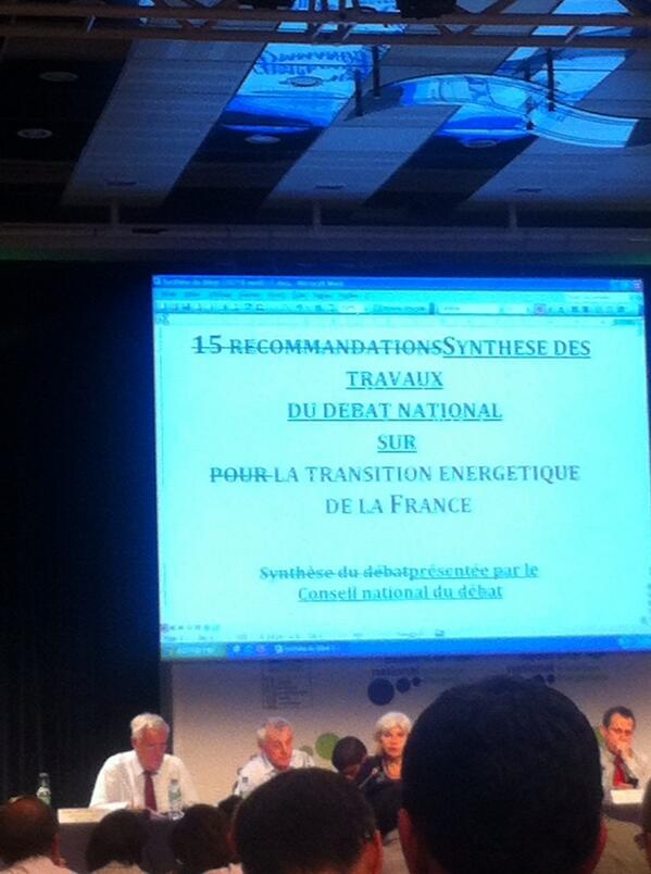 AEF__DD's tweet photo. Évolution en direct de la synthèse du débat énergie présentée par Laurence Tubiana #DNTE http://t.co/JRzbf0WW3h