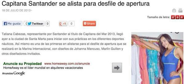JOHANNAMANCUSO's tweet photo. Vistiendo a la Capitana Santander, en desfile de apertura. Te esperamos!! http://t.co/vZk5QDXjL8