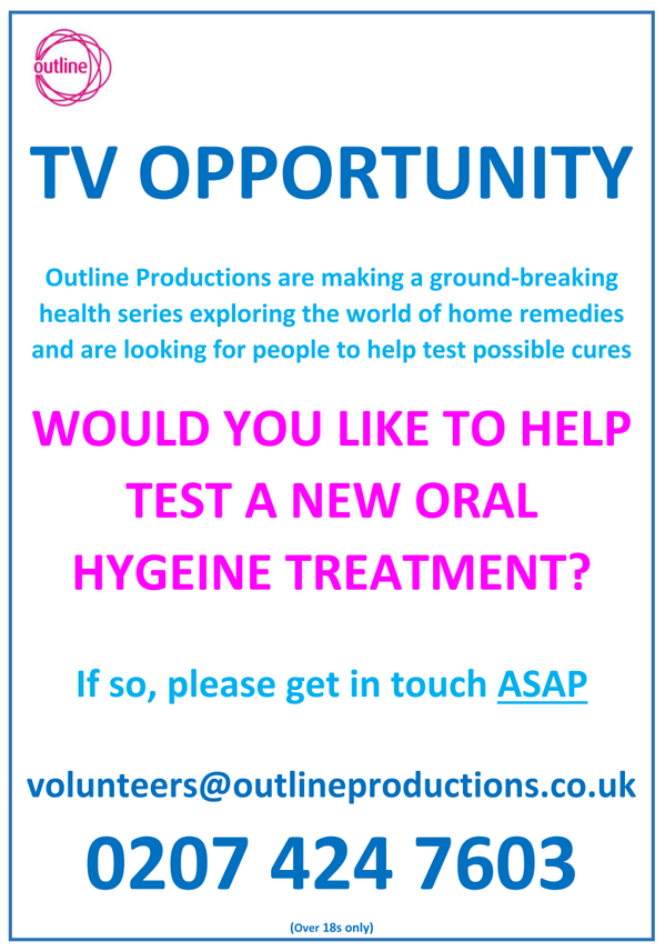 GET PAID TO TEST A HOME REMEDY! Filming this MON 22nd JULY get in touch Graceo@outlineproductions.co.uk 0207 424 7603